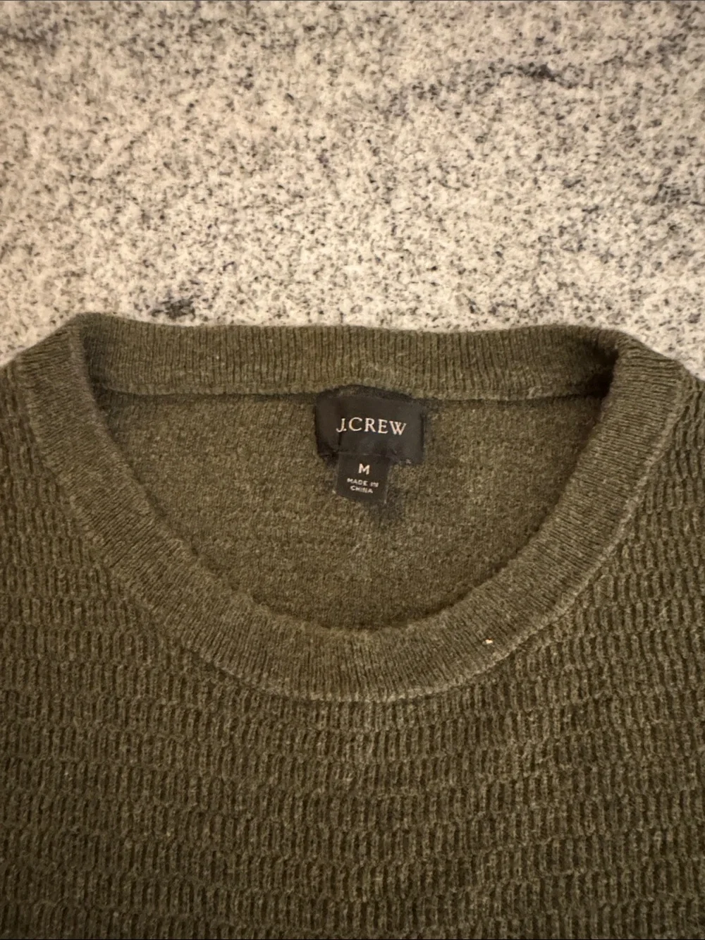 Men's Green Thermal Crewneck Knit Sweater - Medium